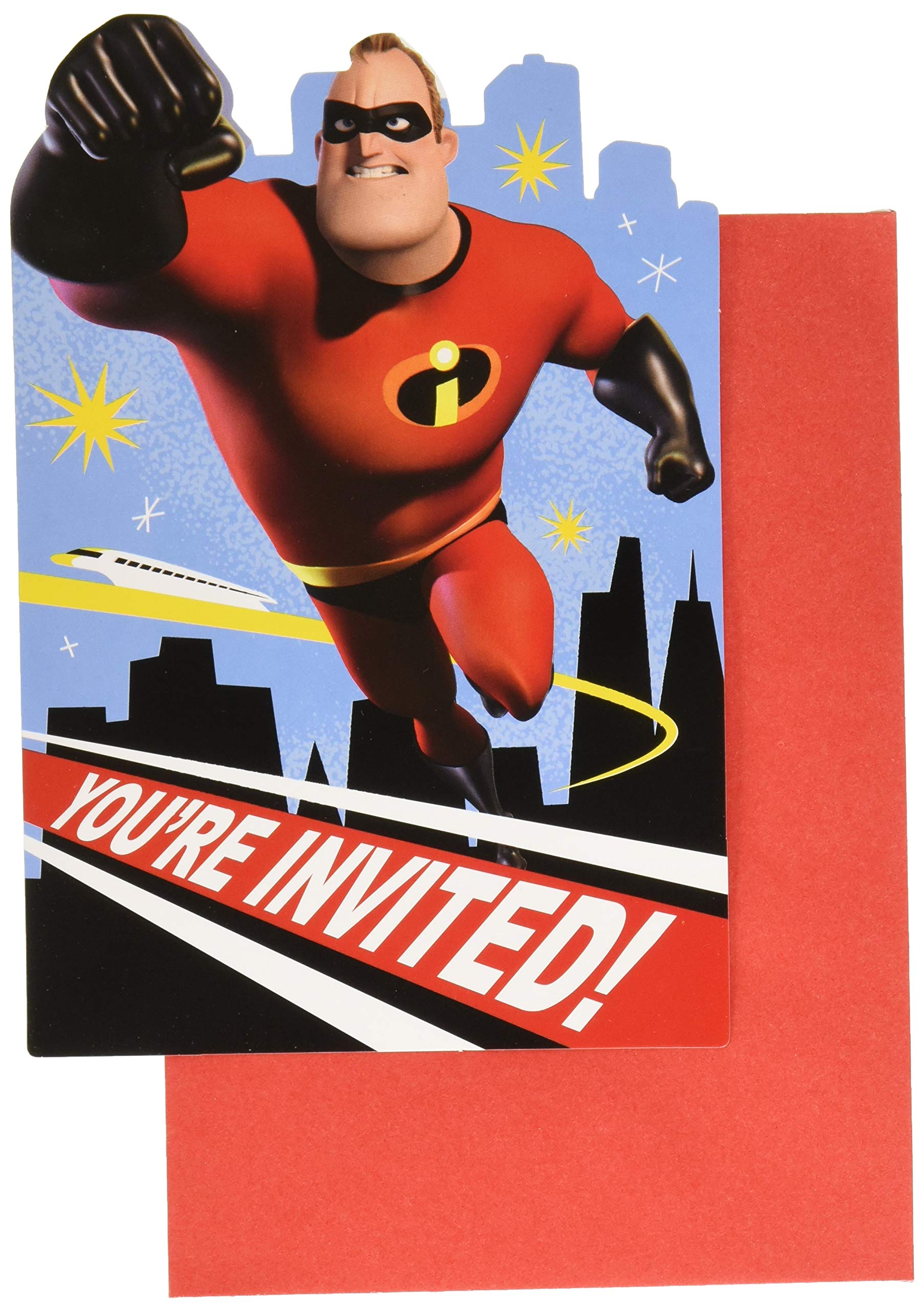 Disney Pixar Incredibles 2 8 Invitation Cards with Envelopes