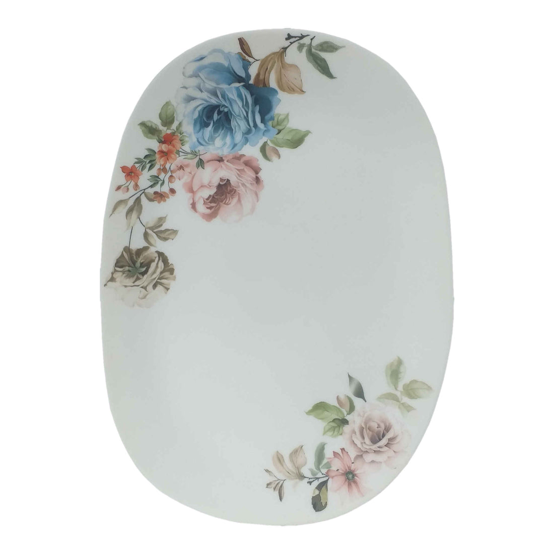 Oval Serving Platter Flowers Print | 13 inch