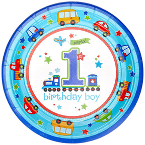 1st Birthday Boy Paper Plates 8 Pack