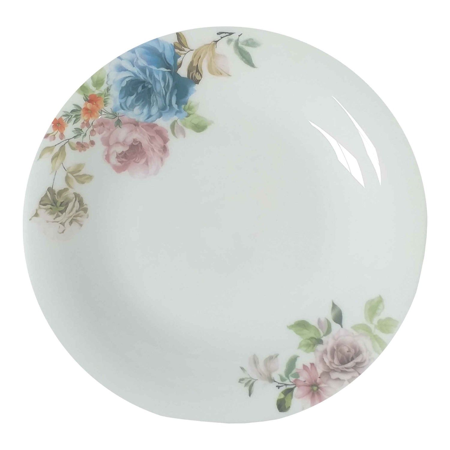 Round Dessert Plate Flowers Print | 8 inch