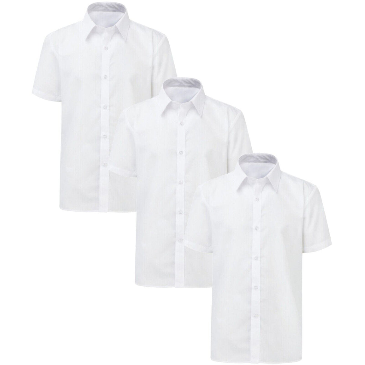 Boys Short Sleeve School Shirt Boned Collar Pack of 3