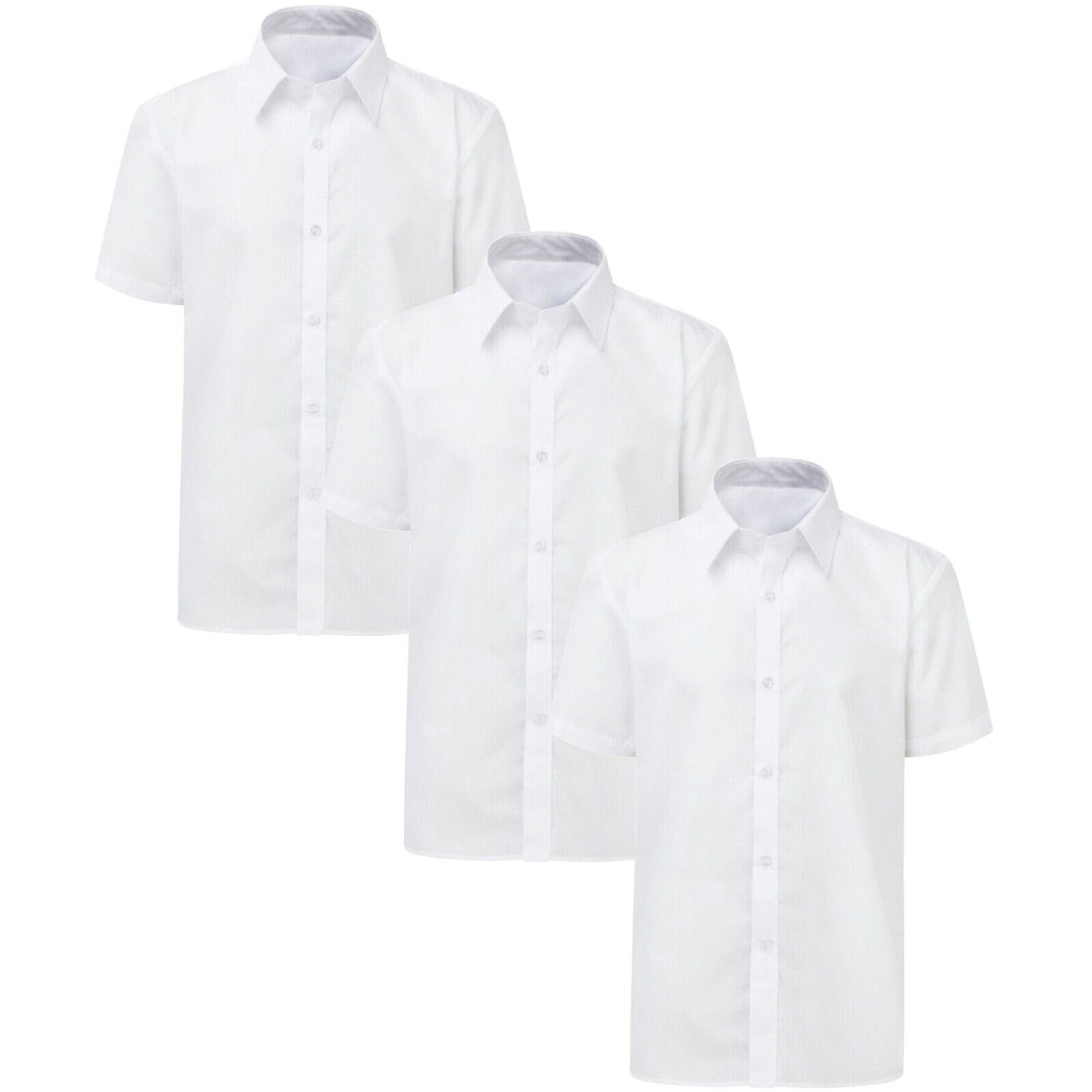 Boys Short Sleeve School Shirt Boned Collar Pack of 3