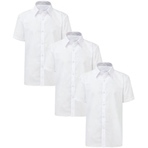 Boys Short Sleeve School Shirt Boned Collar Pack of 3
