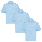 Boys Short Sleeve School Shirt Boned Collar Pack of 3 Blue