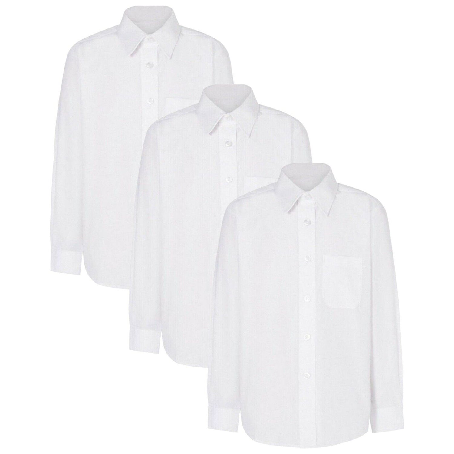 Girls Long Sleeve School Shirt Boned Collar Pack of 3