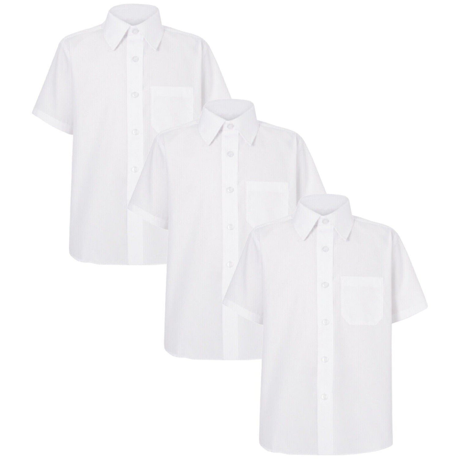 Girls Short Sleeve School Shirt Boned Collar Pack of 3