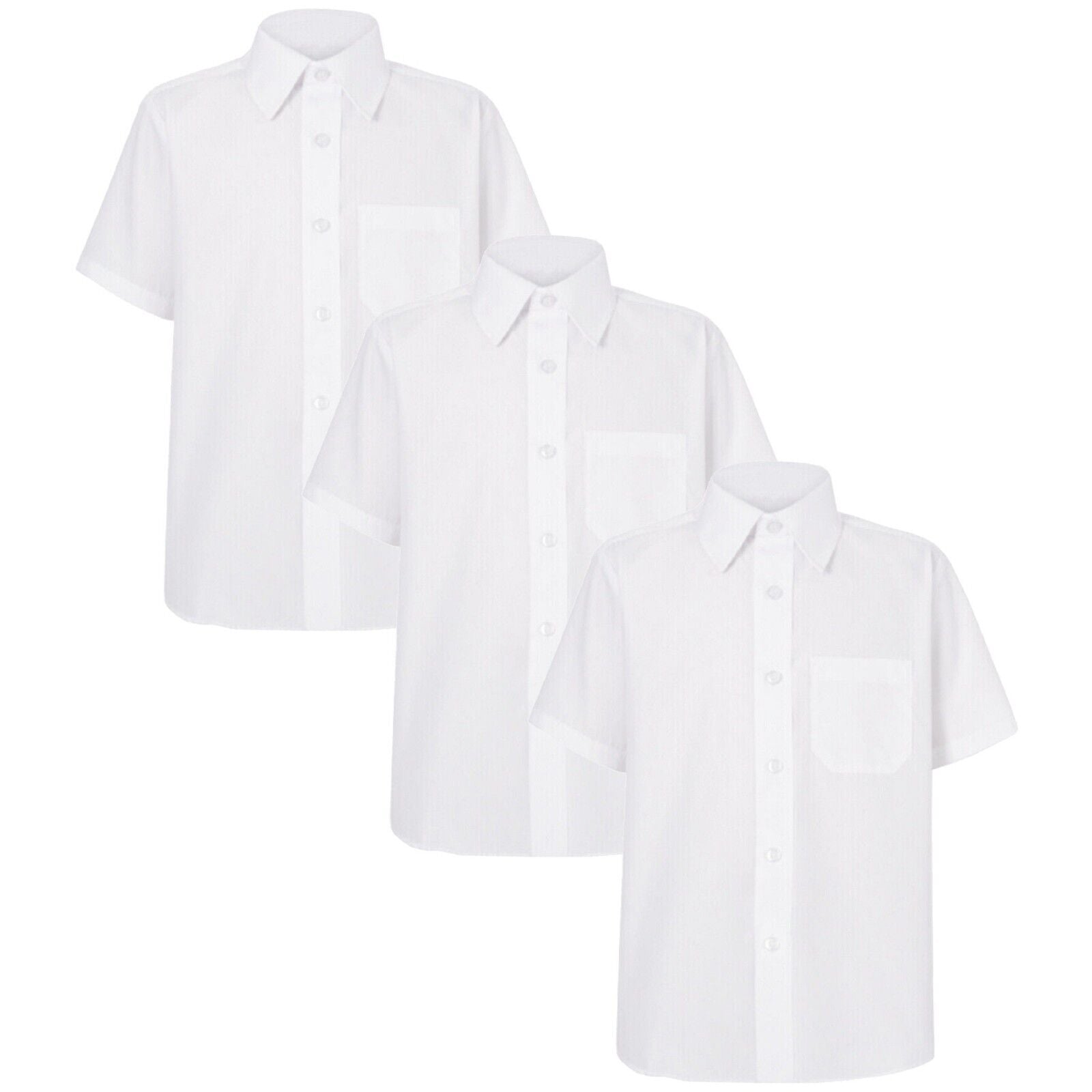 Girls Short Sleeve School Shirt Boned Collar Pack of 3