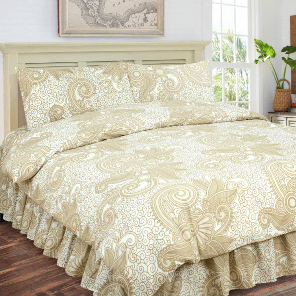 Lisbon Cotton Rich Complete Bedding Set Duvet Cover with Fitted Sheet &amp; Pillowcases
