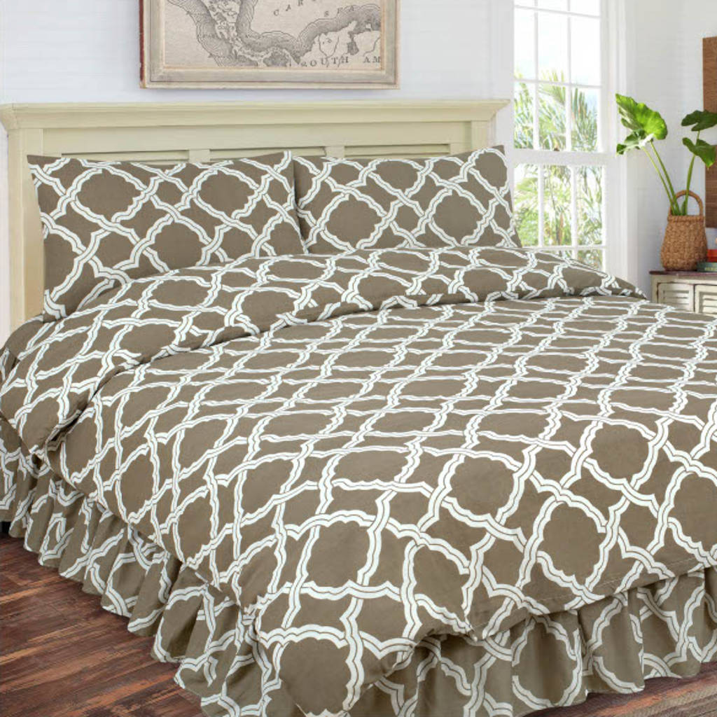 New York Cotton Rich Complete Bedding Set Duvet Cover with Fitted Sheet & Pillowcases